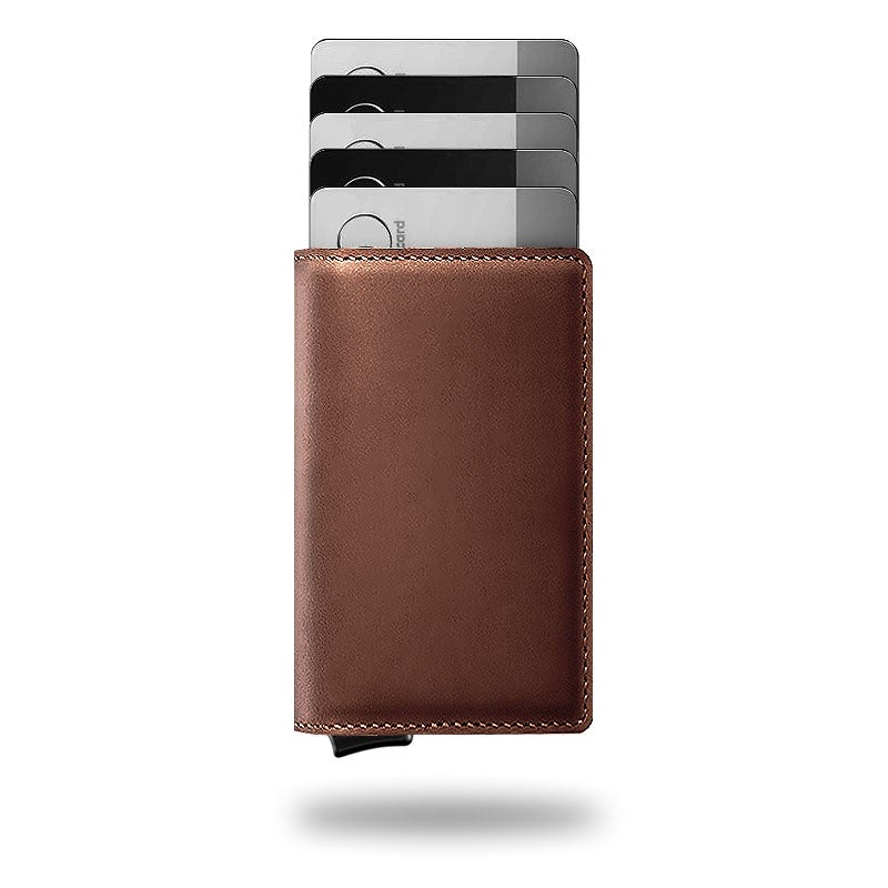 VaultSkin SlimLock-plånbok – RFID-skyddad, kortåtkomst med ett tryck