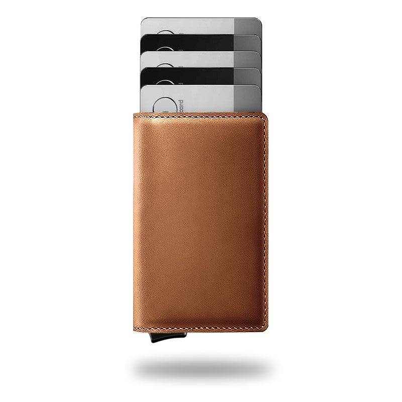 VaultSkin SlimLock-plånbok – RFID-skyddad, kortåtkomst med ett tryck