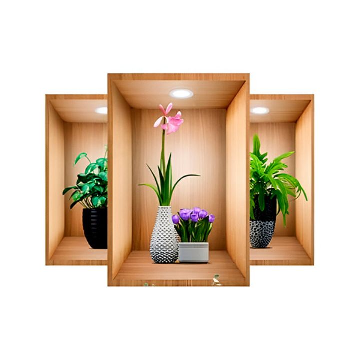 VaseScape | 3D-väggdekaler - blommig vasdesign, uppsättning om 3, elegant heminredning