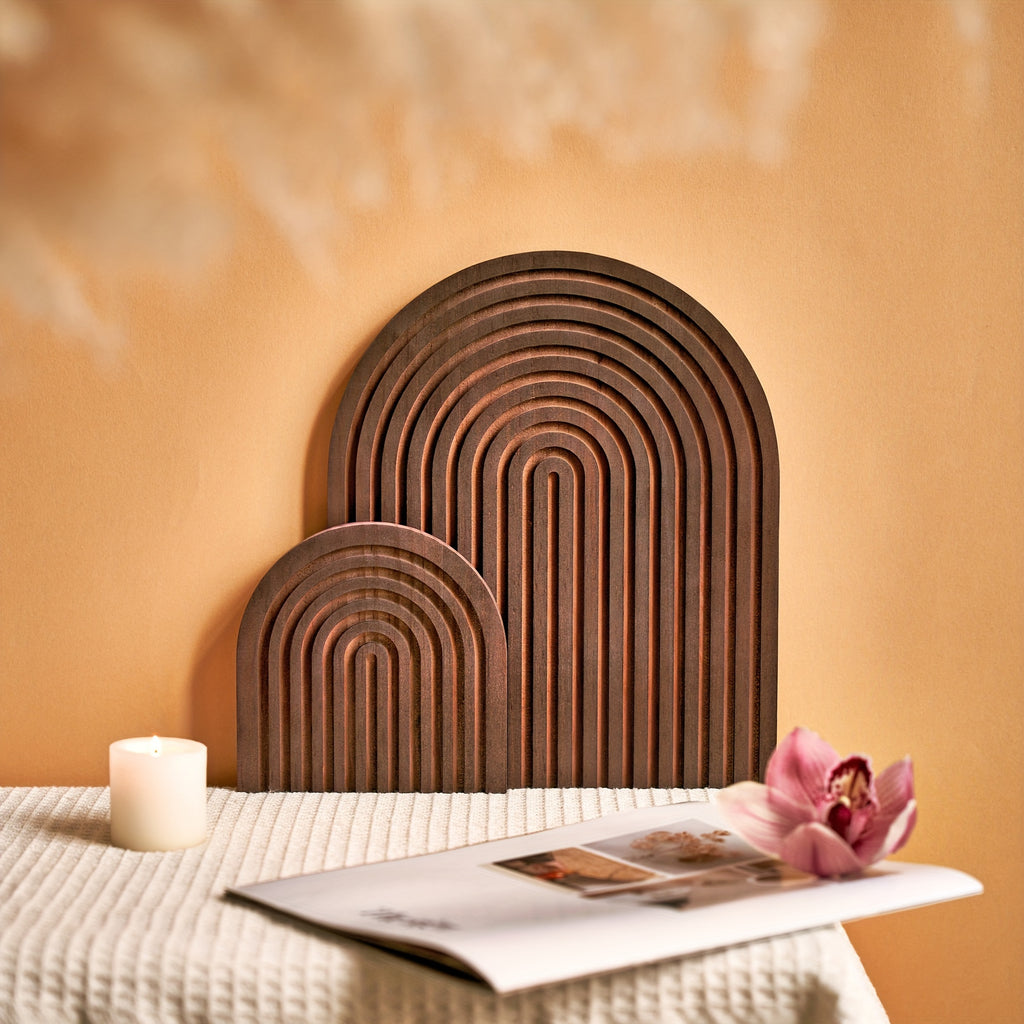 RusticArc | Boho regnbågsbricka i trä - vintage heminredning