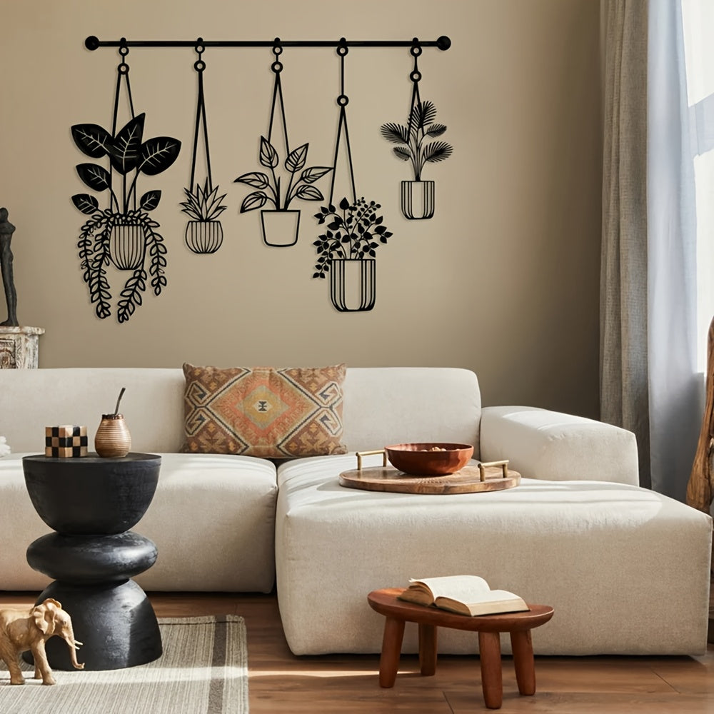IronVerde | Svart metallväggkonst med planteringskärl - Modern minimalistisk inredning