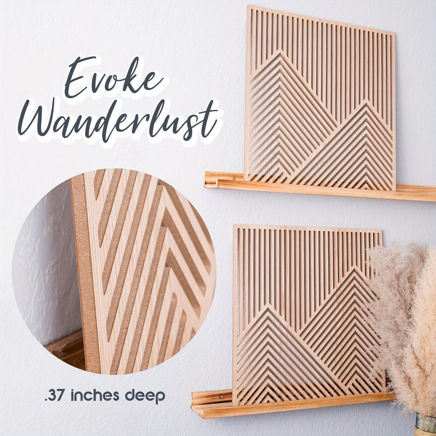 TimberPeak | Boho träberg väggkonst - naturinspirerad heminredning