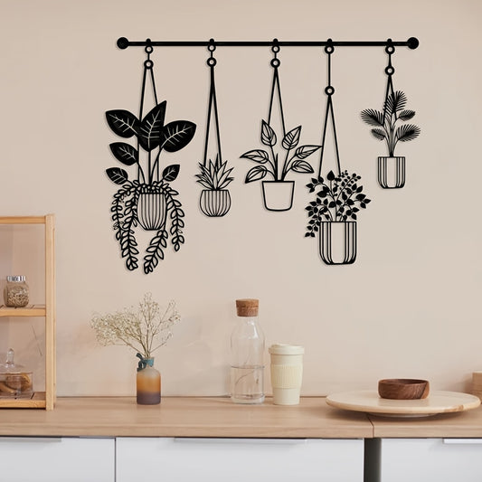IronVerde | Svart metallväggkonst med planteringskärl - Modern minimalistisk inredning