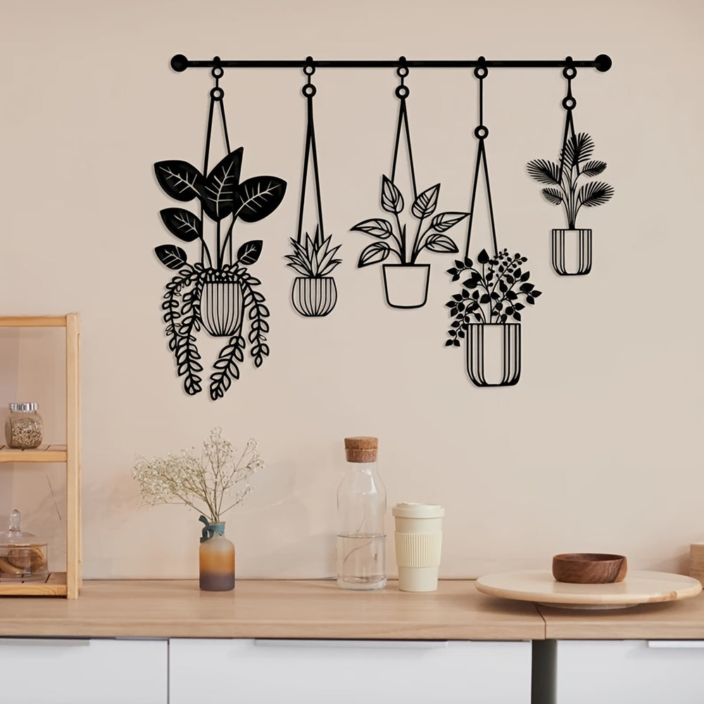 IronVerde | Svart metallväggkonst med planteringskärl - Modern minimalistisk inredning