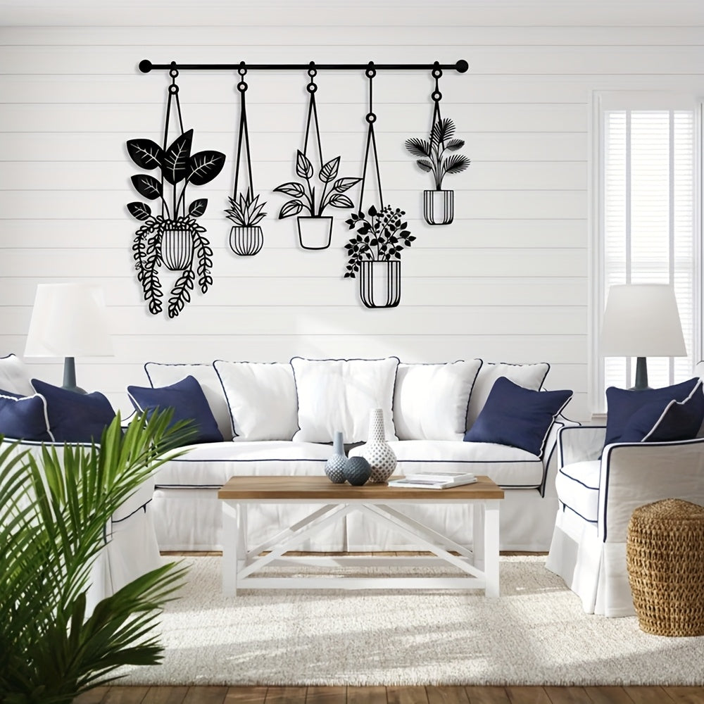 IronVerde | Svart metallväggkonst med planteringskärl - Modern minimalistisk inredning