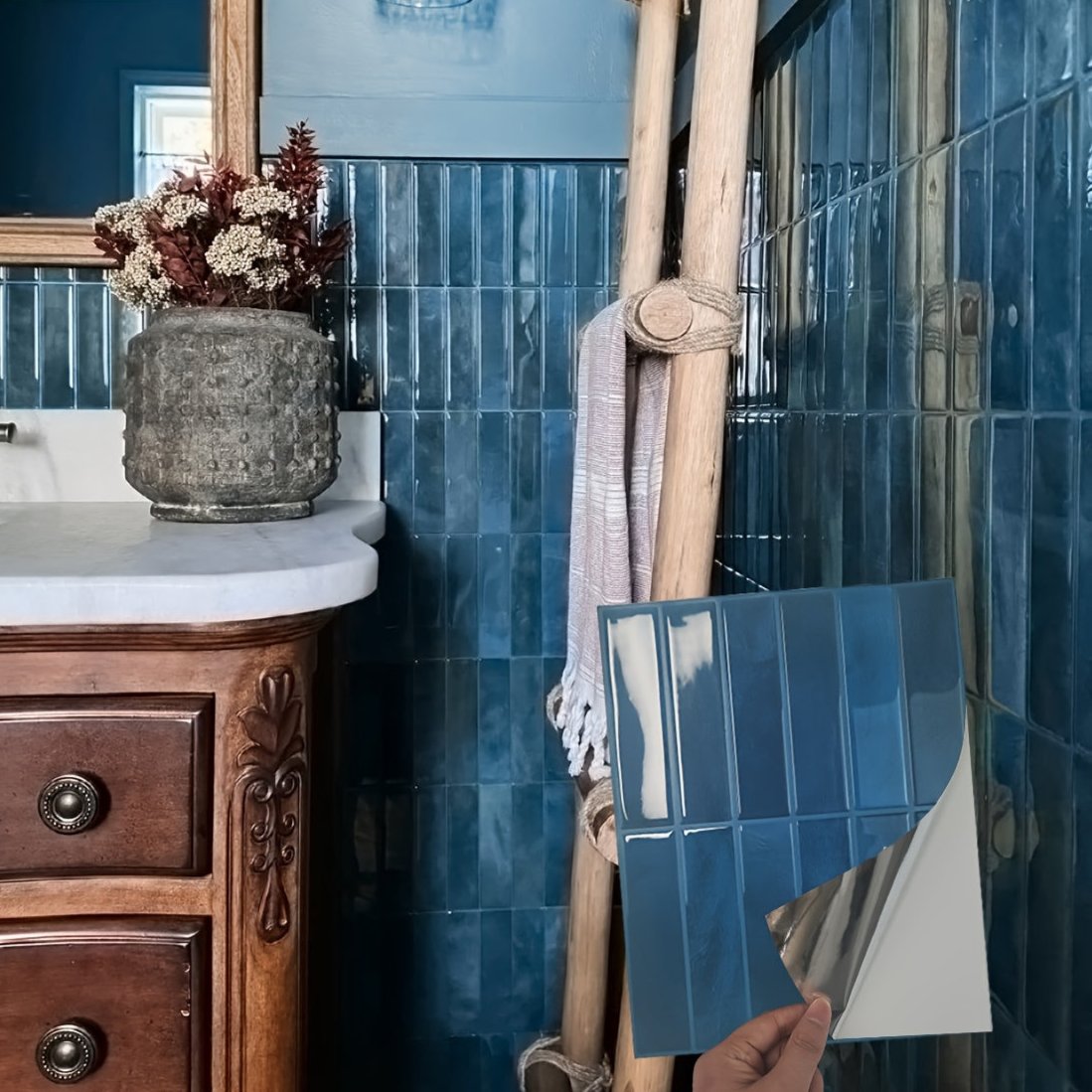 TileLuxe | 3D vattentäta väggplattor, självhäftande backsplash