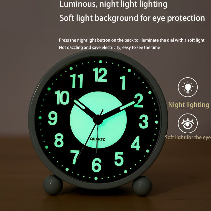 GlowTick | Lysande tyst väckarklocka med nattljusdesign - bordsklocka för sovrum