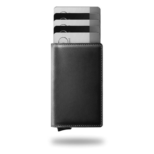 VaultSkin SlimLock-plånbok – RFID-skyddad, kortåtkomst med ett tryck