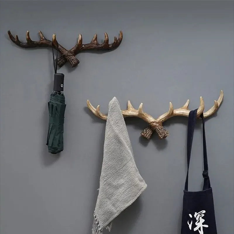 Rackler | Vintage Antler Klädhängare - Väggmonterad krok och organisatör