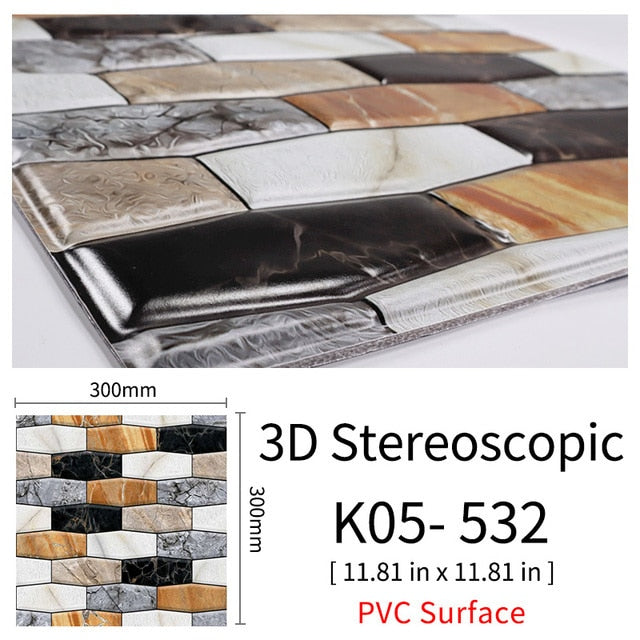 CobbleTiles | 3D Självhäftande väggdekaler av kullersten - Vattentäta väggdekaler