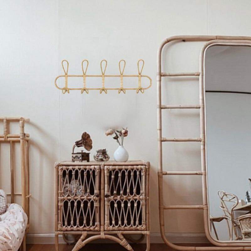 RattanLoop | Vintage väggkrok i rotting - Boho-stil, handvävd dekorativ krok