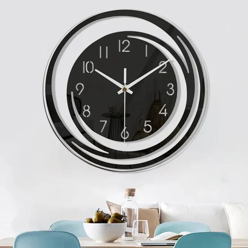 OnyxClock | Modern väggklocka i svart akryl - minimalistisk design, tyst kvartsurverk