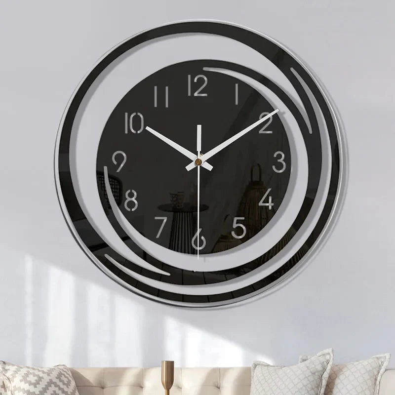 OnyxClock | Modern väggklocka i svart akryl - minimalistisk design, tyst kvartsurverk