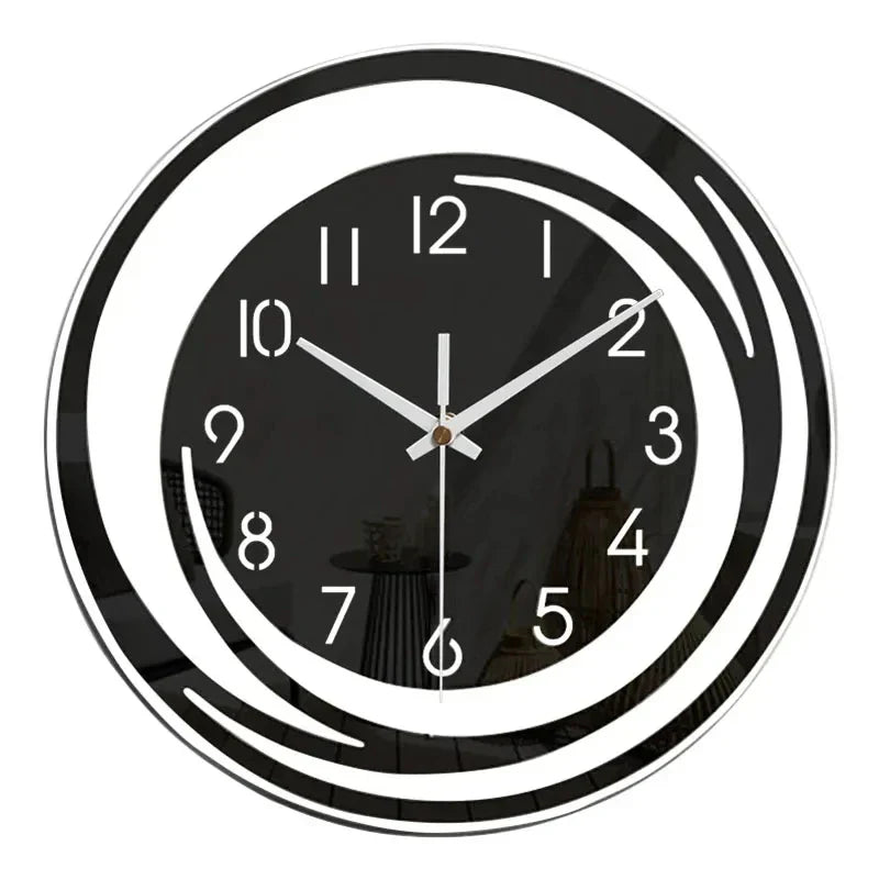 OnyxClock | Modern väggklocka i svart akryl - minimalistisk design, tyst kvartsurverk