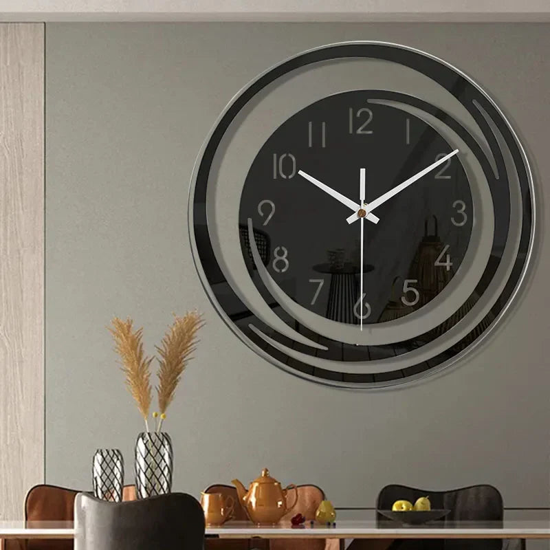 OnyxClock | Modern väggklocka i svart akryl - minimalistisk design, tyst kvartsurverk