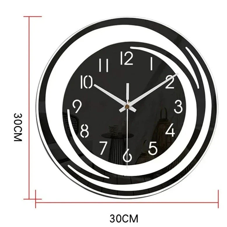 OnyxClock | Modern väggklocka i svart akryl - minimalistisk design, tyst kvartsurverk