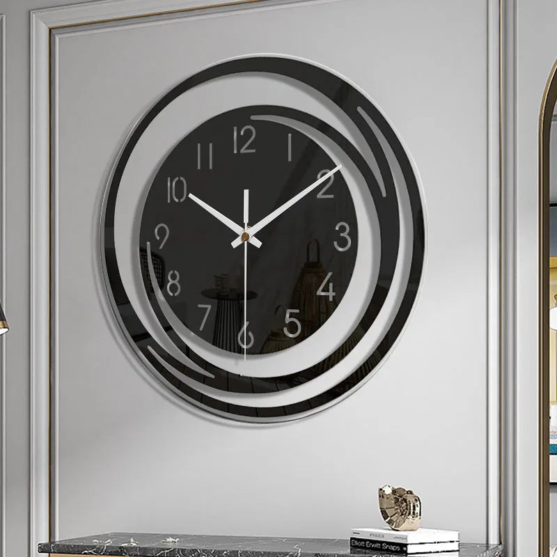 OnyxClock | Modern väggklocka i svart akryl - minimalistisk design, tyst kvartsurverk