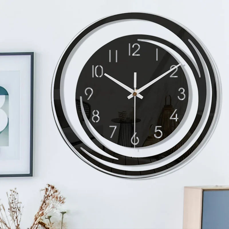OnyxClock | Modern väggklocka i svart akryl - minimalistisk design, tyst kvartsurverk