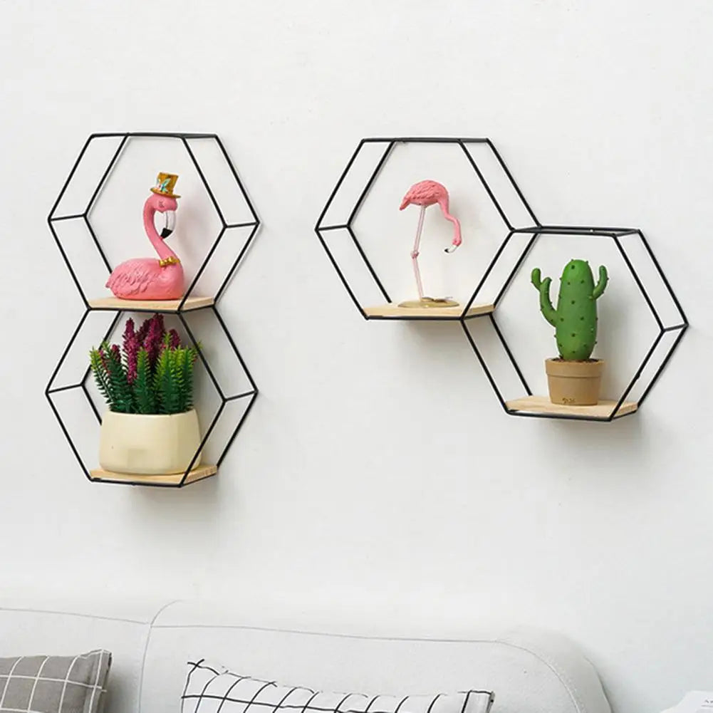 HexaEdge | Eleganta hexagonala flytande vägghyllor - Modern hemförvaringsinredning