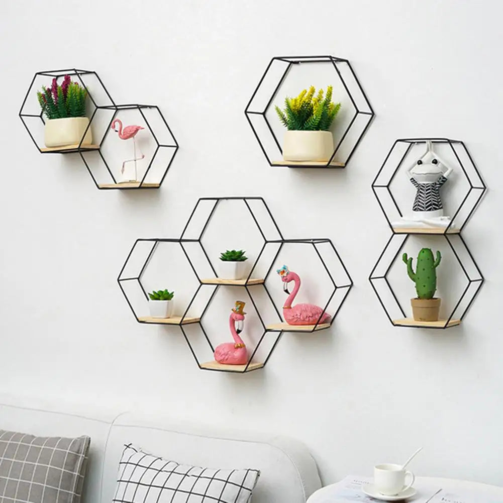 HexaEdge | Eleganta hexagonala flytande vägghyllor - Modern hemförvaringsinredning