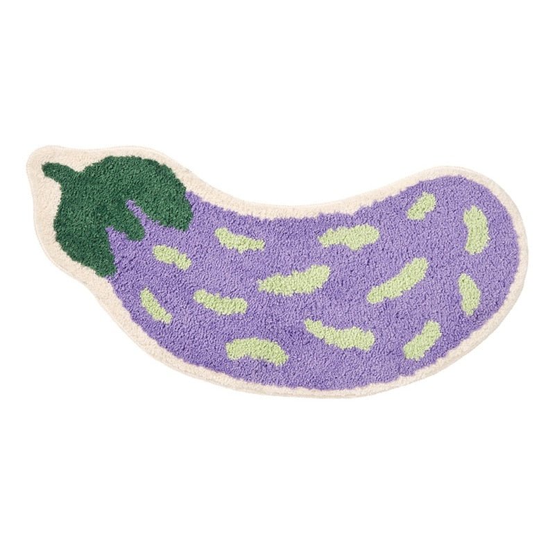 TropiMat | Halkfri badrumsmatta - mjuk absorberande matta med aubergine- och banandesign