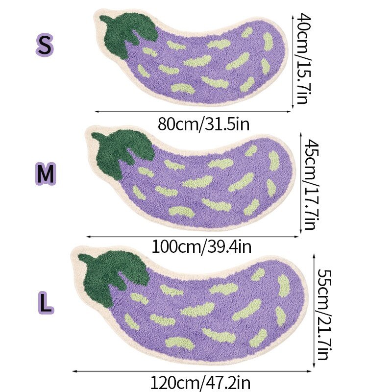TropiMat | Halkfri badrumsmatta - mjuk absorberande matta med aubergine- och banandesign