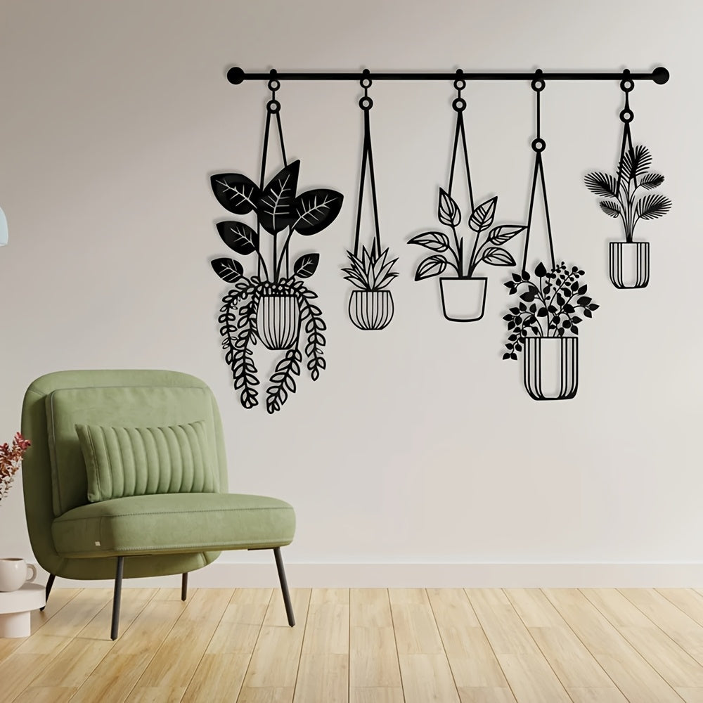 IronVerde | Svart metallväggkonst med planteringskärl - Modern minimalistisk inredning