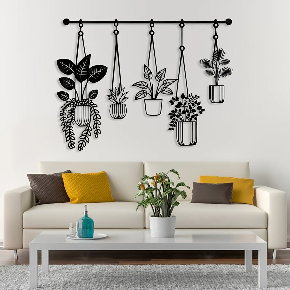 IronVerde | Svart metallväggkonst med planteringskärl - Modern minimalistisk inredning