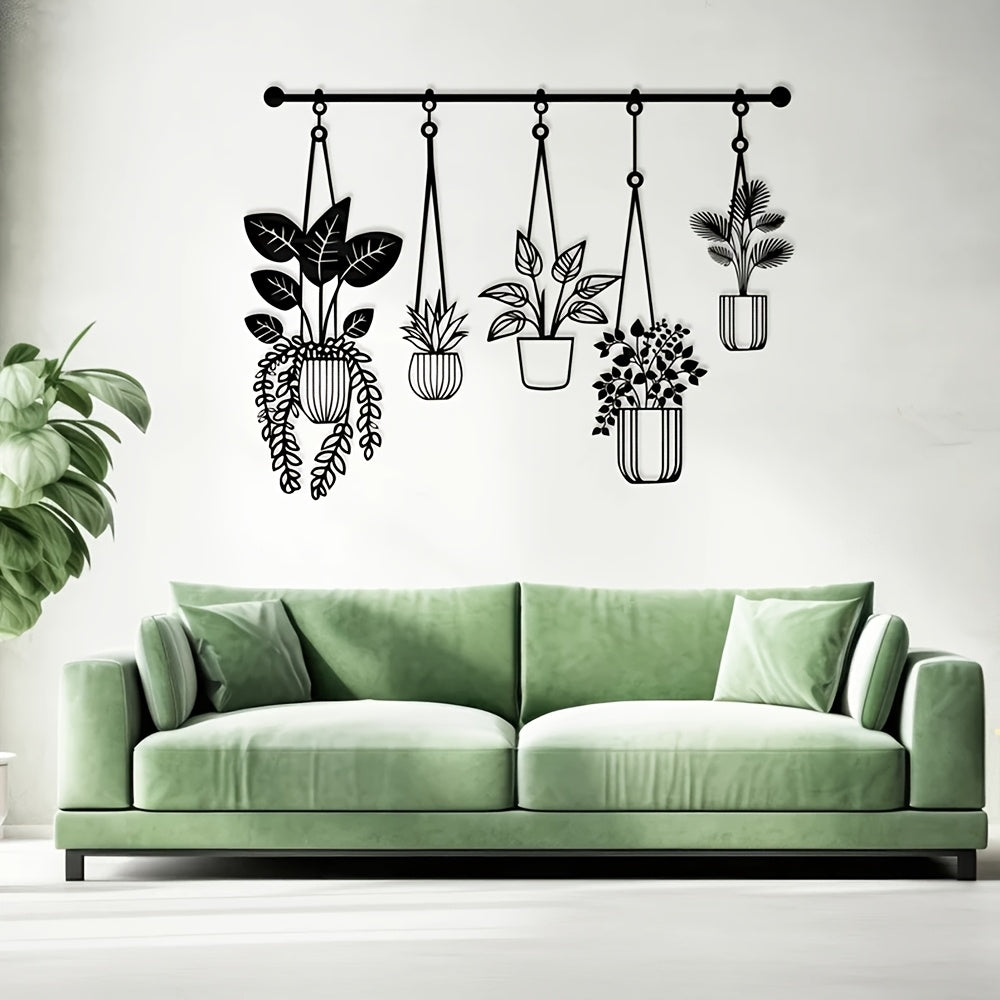 IronVerde | Svart metallväggkonst med planteringskärl - Modern minimalistisk inredning