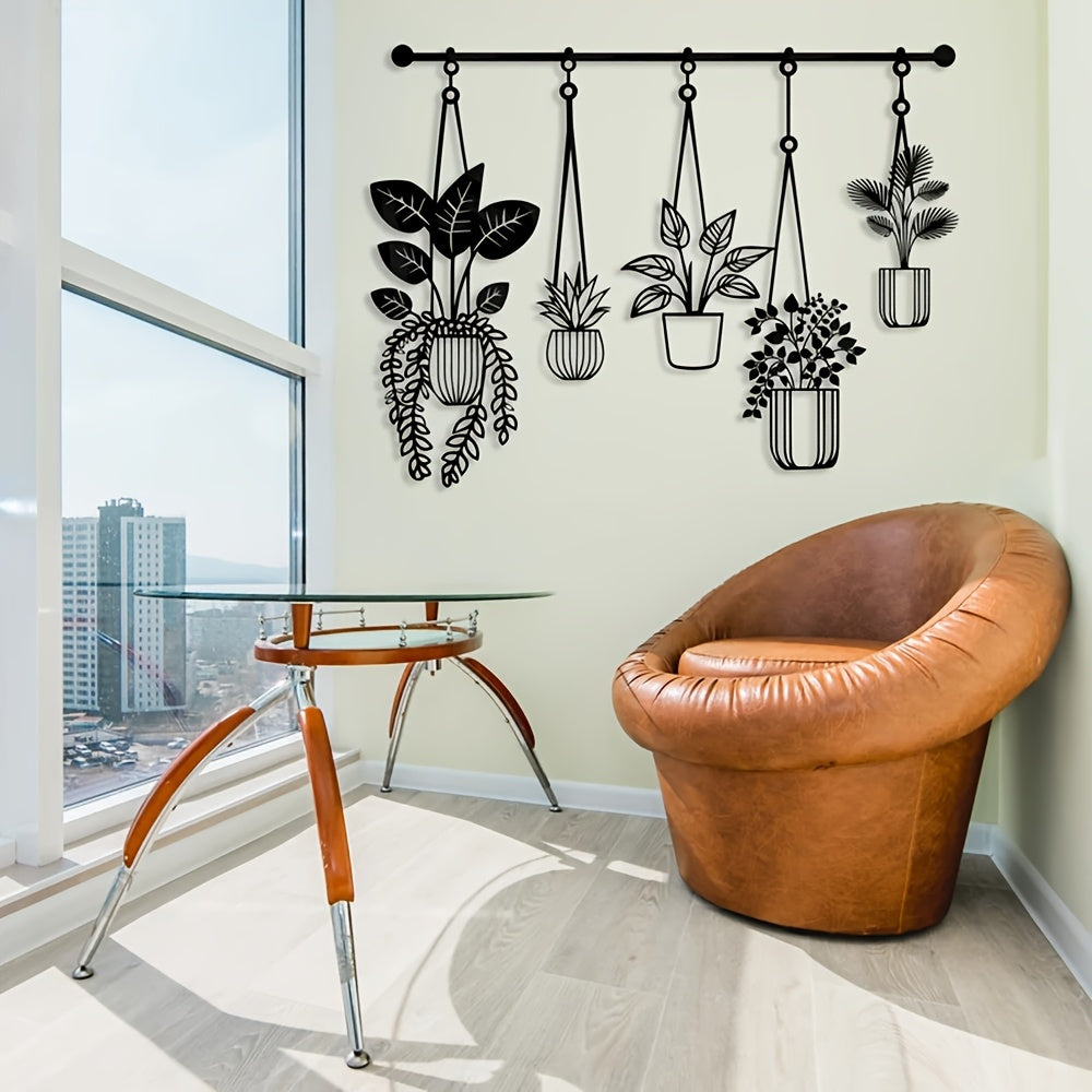 IronVerde | Svart metallväggkonst med planteringskärl - Modern minimalistisk inredning