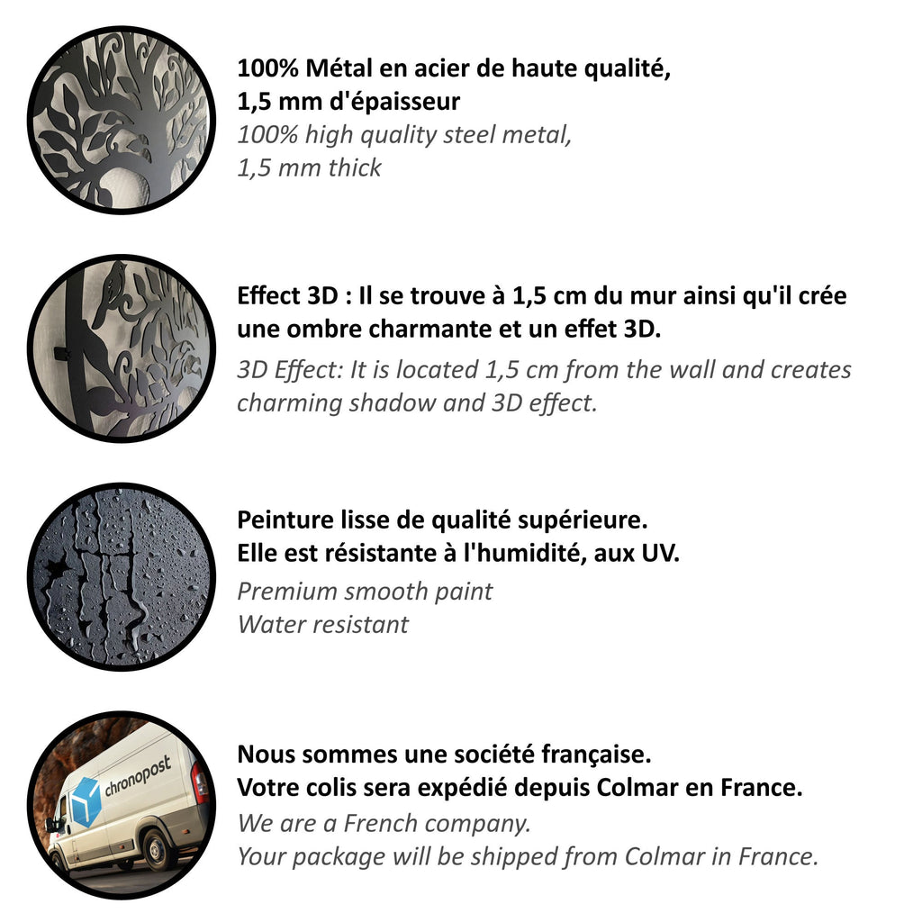 AvianTales | Fåglar på gren Metallväggkonst - Modern naturdekor för vardagsrum och sovrum